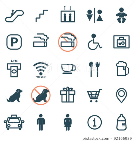 Facility information icon set 92166989