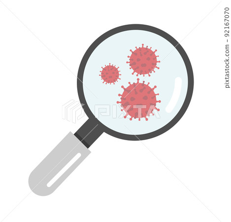 Magnifying glass with covid-19 icon Magnifying glass with covid-19 icon 92167070