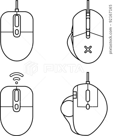 4 種類型的鼠標（有線、無線、遊戲、軌跡球） 92167165