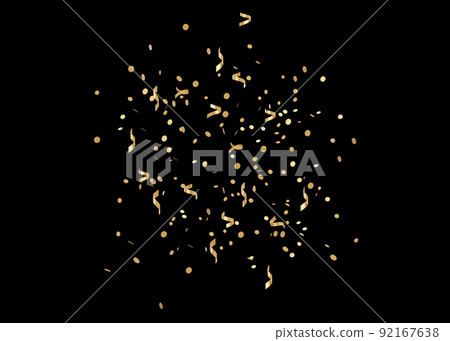 Golden glitter confetti isolated on black background. Shiny particles. Party, Merry Christmas, Happy New year decoration. 3D rendering. 92167638