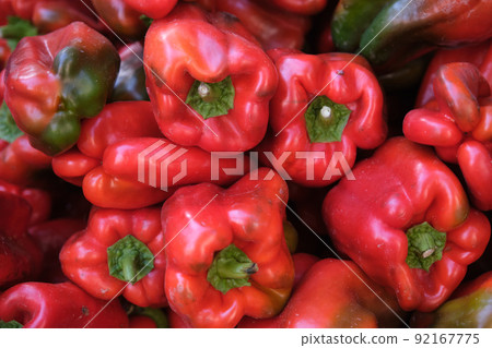 bright red peppers on the shelf bright red peppers on the shelf 92167775