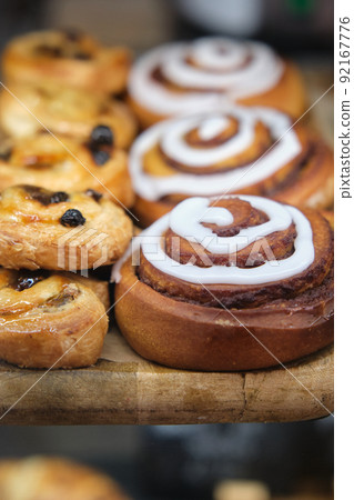 appetizing croissants on the windscreen 92167776
