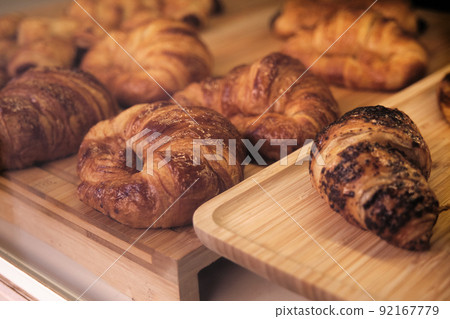 appetizing croissants on the windscreen appetizing croissants on the windscreen 92167779