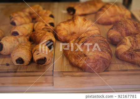 appetizing croissants on the windscreen appetizing croissants on the windscreen 92167781
