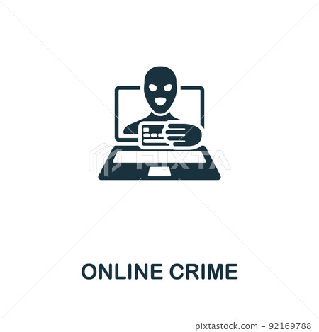 Online Crime icon. Monochrome simple Cybercrime icon for templates, web design and infographics 92169788