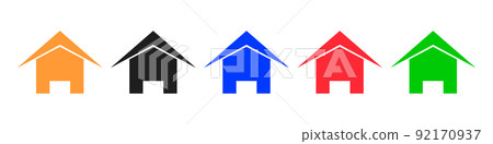 房子圖標集。多彩的房地產。 房子圖標集。多彩的房地產。 92170937