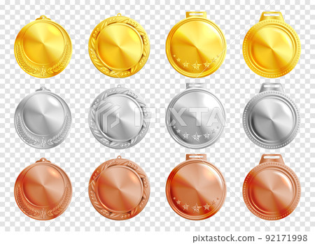 Realistic Medallions Transparent Set 92171998