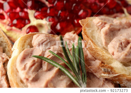 Concept of tasty food with pate sandwiches, close up 92173273