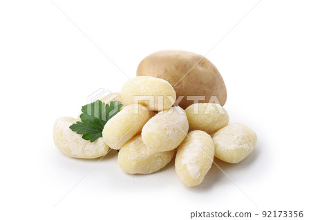 Raw potato gnocchi isolated on white background Raw potato gnocchi isolated on white background 92173356