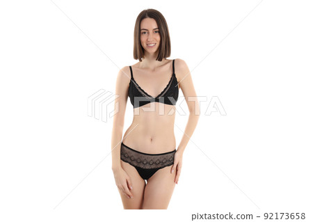 Concept of beautiful underwear with attractive girl, isolated on white background Concept of beautiful underwear with attractive girl, isolated on white background 92173658