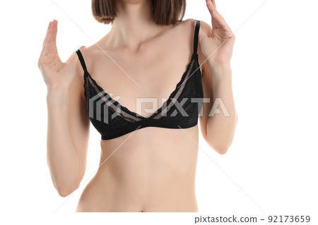 Concept of beautiful underwear with attractive girl, isolated on white background Concept of beautiful underwear with attractive girl, isolated on white background 92173659