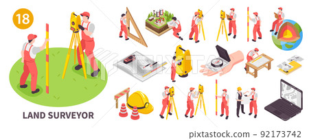 Isometric Engineer Surveyor Set 92173742