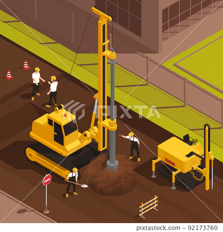 Well Drilling Isometric Illustration 92173760