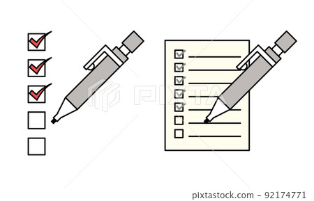 Illustration material of check sheet and mechanical pencil. 92174771