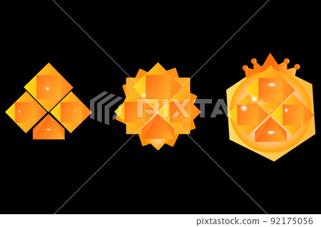 Gold Seal Set. Award and quality labels vector emblems with golden frames, stars, laurel branches, crowns. 92175056