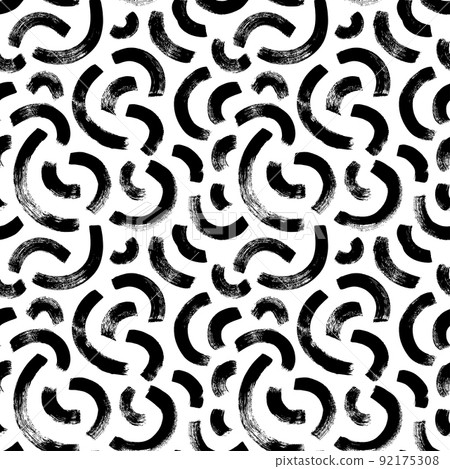 Grunge half black circles vector seamless pattern. 92175308