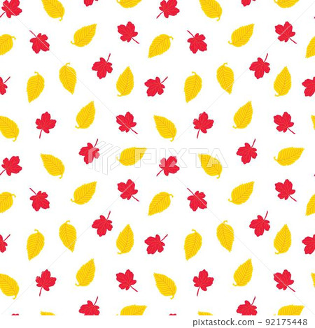 Autumn leaves seamless pattern, simple vector minimalist concept flat style illustration, multicolored hand drawn natural floral ornament for invitations, textile, gift paper, autumn holiday decor 92175448