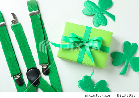 Different accessories for St.Patrick's Day, top view 92175953