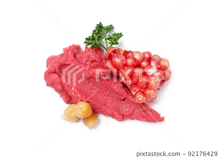 Spread of beet hummus isolated on white background Spread of beet hummus isolated on white background 92176429