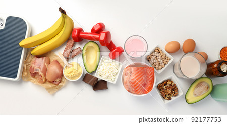 Concept of sports nutrition on white background 92177753