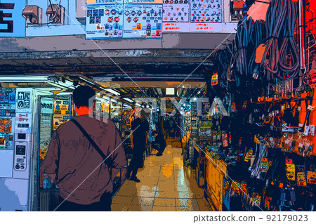 假期在秋葉原享受購物的人和風景的插圖 92179023