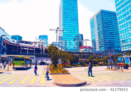 Illustrations of people and landscapes enjoying shopping in Akihabara on holidays Illustrations of people and landscapes enjoying shopping in Akihabara on holidays 92179053