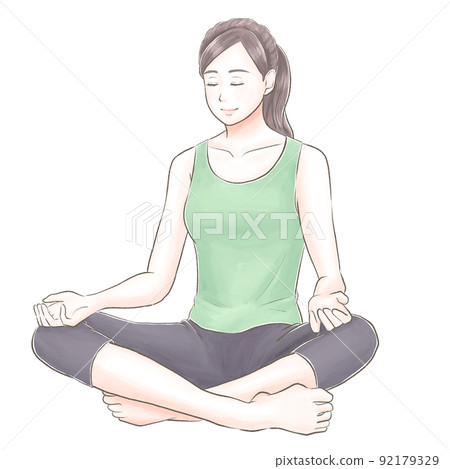 一個閉上眼睛,以水彩風格冥想的女人 一個閉上眼睛,以水彩風格冥想的女人 92179329