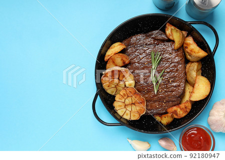 Concept of tasty food with beef steak, space for text Concept of tasty food with beef steak, space for text 92180947