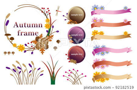 Autumn cute plant round frame material set Autumn cute plant round frame material set 92182519