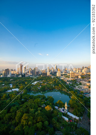 Panoramic Cityscapes and Skyline modern office buildings and condominium in Bangkok city downtown of Bangkok 92183362