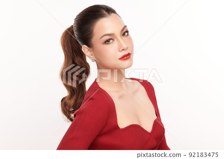 Beautiful young asian woman with clean fresh skin on white background, Face care, Facial treatment, Cosmetology, beauty and spa, Asian women portrait. Beautiful young asian woman with clean fresh skin on white background, Face care, Facial treatment, Cosmetology, beauty and spa, Asian women portrait. 92183475