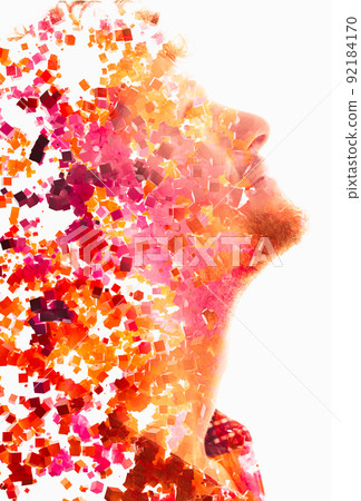 3D graphics and a portrait 3D graphics and a portrait 92184170