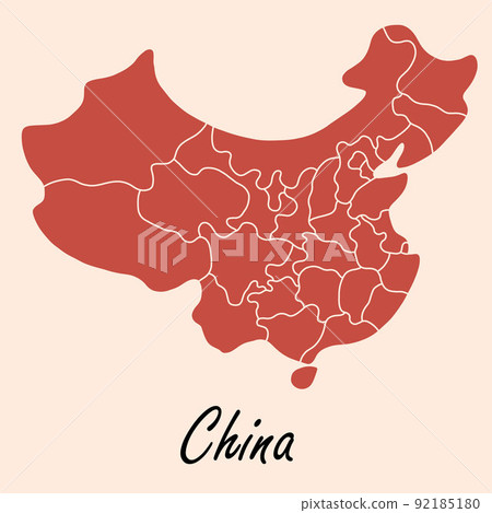 Doodle freehand drawing of China map. 92185180