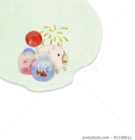 Watercolor illustration for japanese summer festival. (the set contains both individual elements; ready-made compositions and backgrounds) 92186652