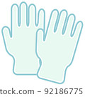 A simple set of light blue vinyl gloves cut illustration icon 92186775