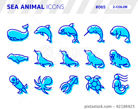 Two-color style icon set related to sea animals_065 Two-color style icon set related to sea animals_065 92186925