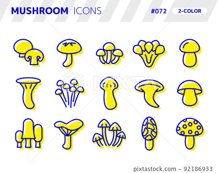 Two-color style icon set related to mushrooms_072 92186933