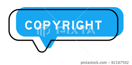 Speech banner and blue shade with word copyright on white background 92187502