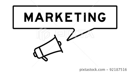Megaphone icon with speech bubble in word marketing on white background 92187516