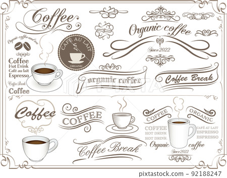 Vintage calligraphy cafe hand-painted material 92188247