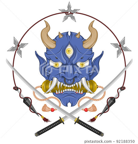 Japanese Demon Oni with Katana 92188350