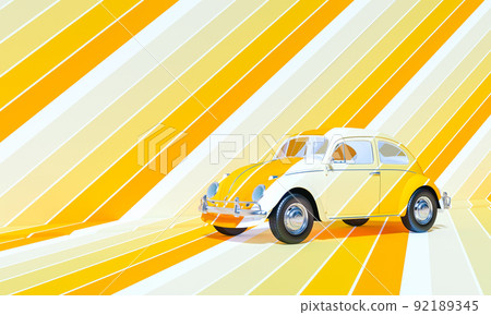 vintage car with yellow color stripe background. vintage car with yellow color stripe background. 92189345