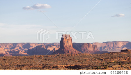 Desert Rocky Mountain American Landscape. Sunset Sky. 92189428