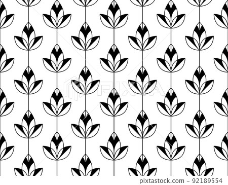Flower geometric pattern. Seamless background. White and black ornament Flower geometric pattern. Seamless background. White and black ornament 92189554