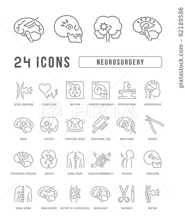 Set of linear icons of Neurosurgery Set of linear icons of Neurosurgery 92189586