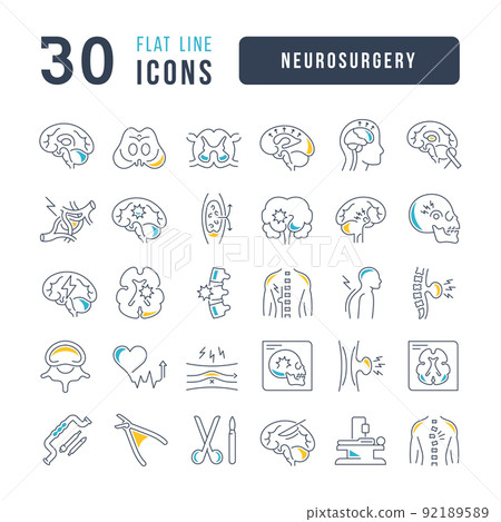 Set of linear icons of Neurosurgery Set of linear icons of Neurosurgery 92189589