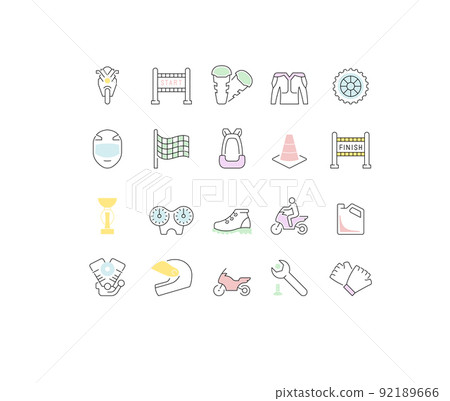Set Vector Line Icons of Motorcycle Sport. 92189666