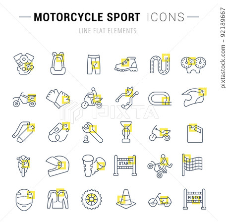 Set Vector Line Icons of Motorcycle Sport. 92189667