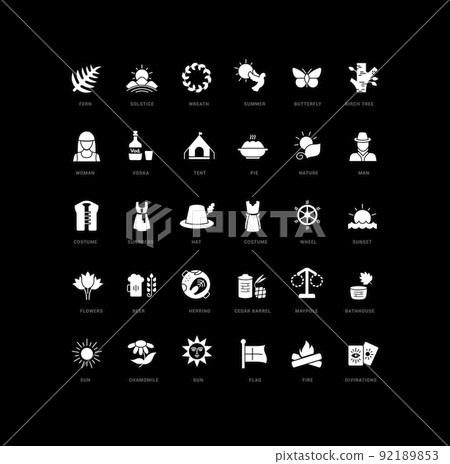 Set of simple icons of Midsummer 92189853