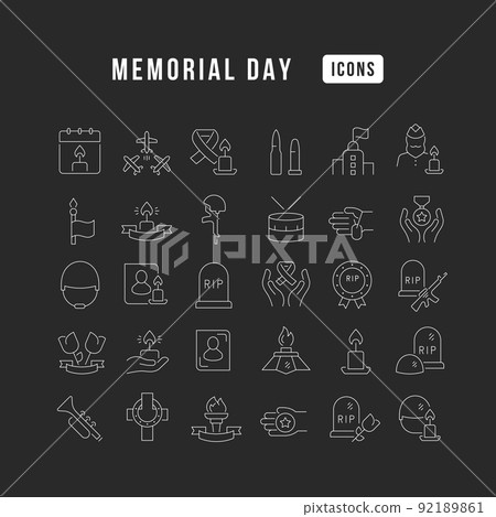 Set of linear icons of Memorial Day Set of linear icons of Memorial Day 92189861
